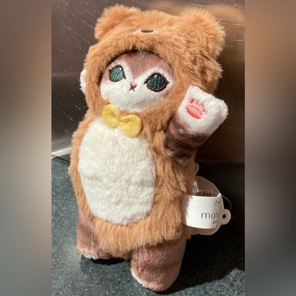 🐱🐻 18cm Mofusand Cat Cross-Dress in Brown Bear Costume Soft Plush Doll Stuff Toy - Picture 3 of 7